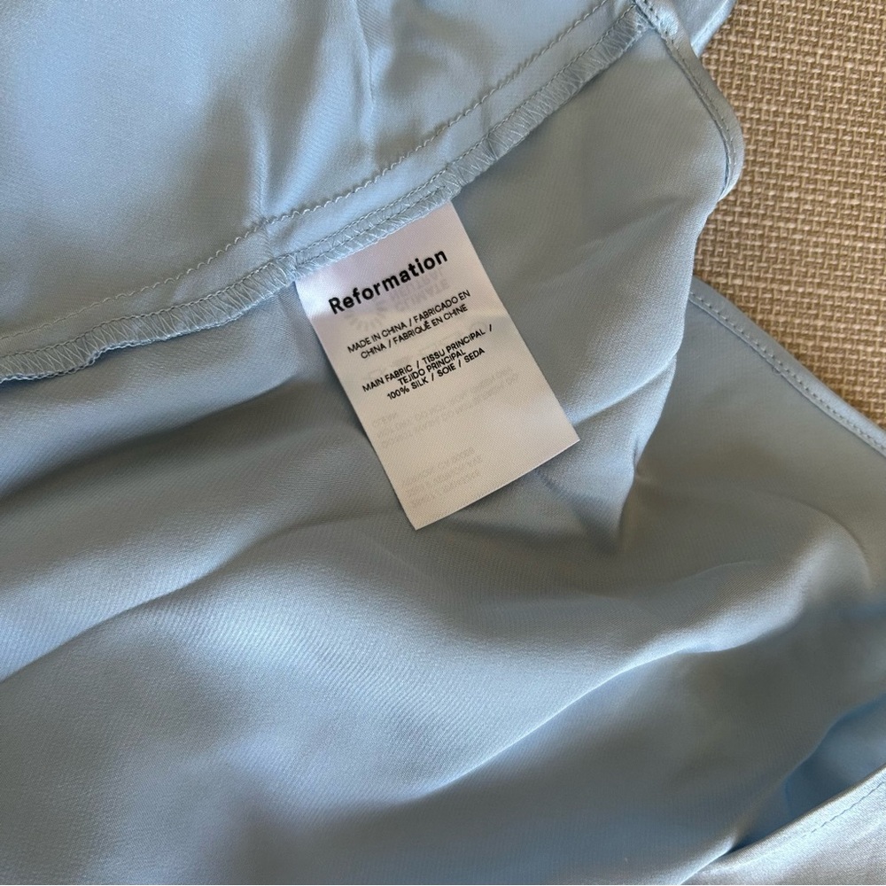 BEST Reformation Daytona Silk Midi Dress - Mineral Blue Causal Cocktail Party - Picture 8 of 12